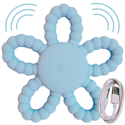 Vibrating Teether for Babies, Soft Silicone Baby Teething Toy with 3 Vibration Levels, USB C Rechargeable BPA Free Teether for Infant & Toddler, Sensory Chew Toy (Blue)