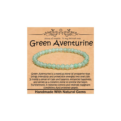 CHCCOYE 4mm Natural Healing Gemstone Bracelet Handmade Yoga Stretch Elastic Bracelet Stress Relief Crystal Jewelry for Men and Women (4mm, Green Aventurine)