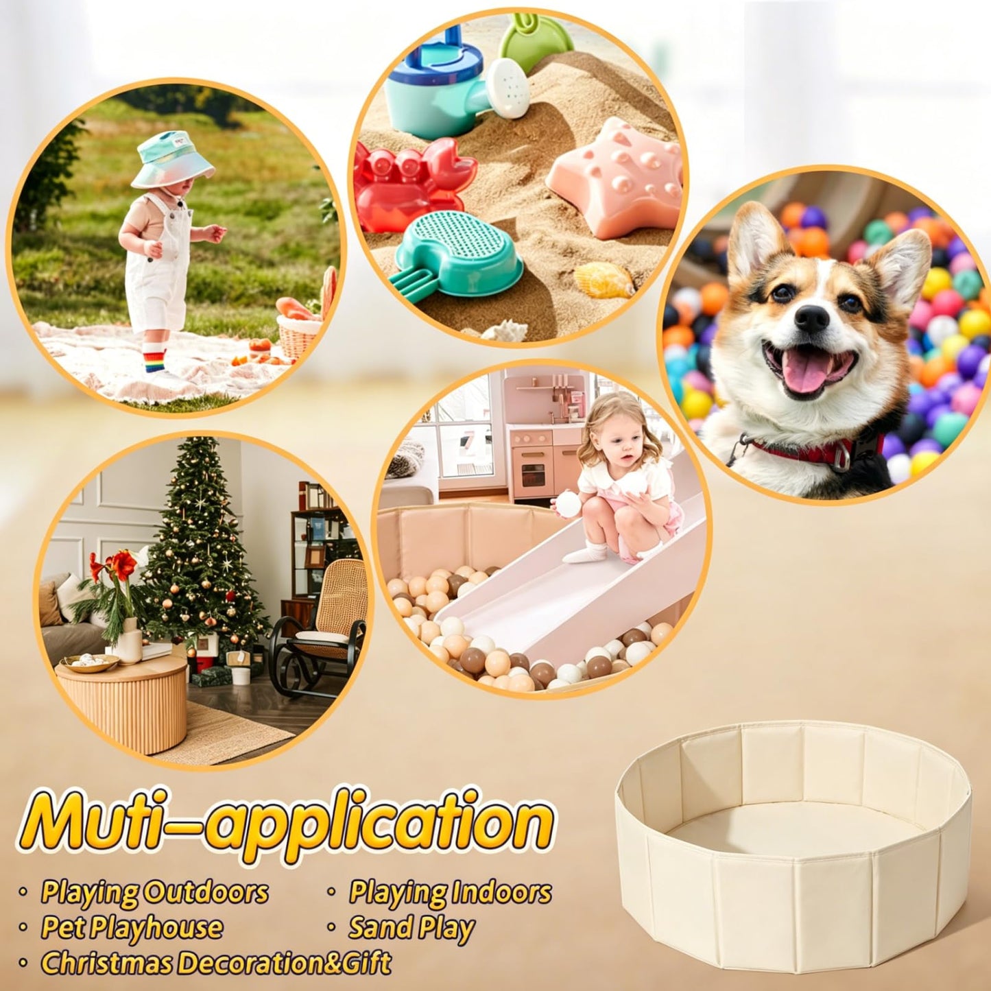White Kids Ball Pit, Children &Pet Toy Ball Play Pool, Unsexual Foldable Play Tent for Kids Girls Boys Dogs Indoor and Outdoor,Balls Not Included,31.5 Inch /2.62 Feet