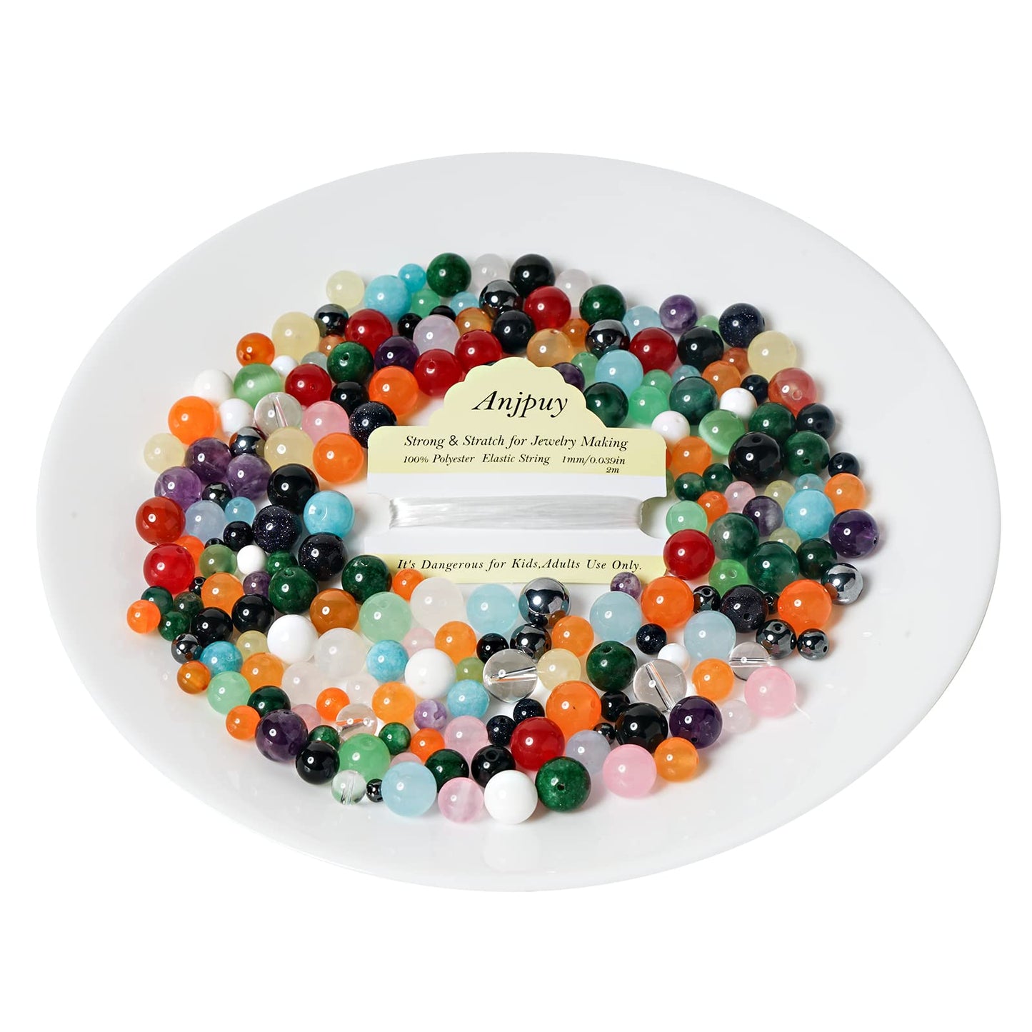10mm Natural Orange Agate Round Bead - 35PCS Bulk Gemstone Beads for Jewelry Making, DIY Bracelets, Necklaces - Includes Crystal Stretch Cord - Beads for Crafting Gifts