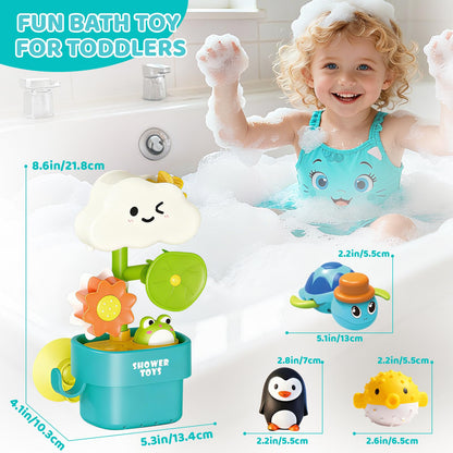 Sitodier Bath Toys for Toddlers 1-3,Baby Waterwheel Bathtub Toy with Suction Cup,Kids Bath Tub Shower Playset,Infant Bathtime Fun Xmas Birthday Gift for 12-18 Months 1 2 3 4 Years Old Baby Girls Boys