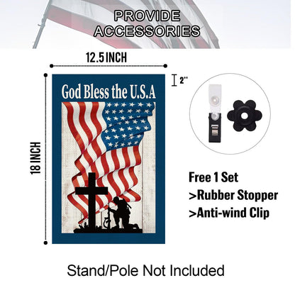 Baccessor 4th of July Patriotic Garden Flag God Bless America Double Sided Memorial Day Independence Day Garden Yard Flag Outdoor Outside Holiday Decoration 12.5 X 18 Inch