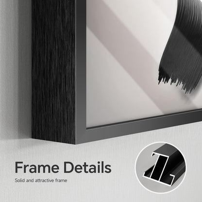 Framed Modern Black and White Abstract Wall Art for Living Room, Large 3 Piece Bright Style Silvery Artwork for Walls, Luxury Painting Prints for Dining Room Hallway Office Wall Decor, 24x36 In