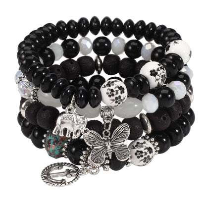 Twinfree Bohemian Bracelets Set for Women, Stackable Boho Stretch Multilayer Colorful Stack Beads Bracelet, Stretchy Beaded Charm Bracelet Ladies 8 Pack