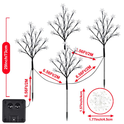 4-Pack 80LEDs Solar Christmas Snowflake Stake Lights, 8 Modes Solar Snowflake Christmas Decorations Outdoor Lights, Waterproof Outdoor Xmas Decorations for Garden Yard Pathway Walkway