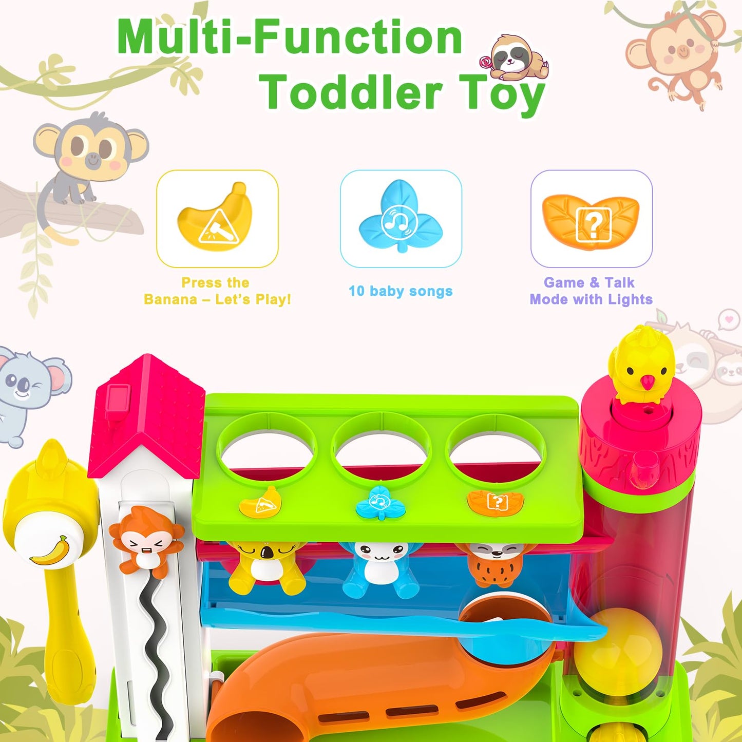 VOILBTOY Musical Toy for 0-1-2 Year Old Girls and Boys - Ball Drop Toy & Butterfly Toy