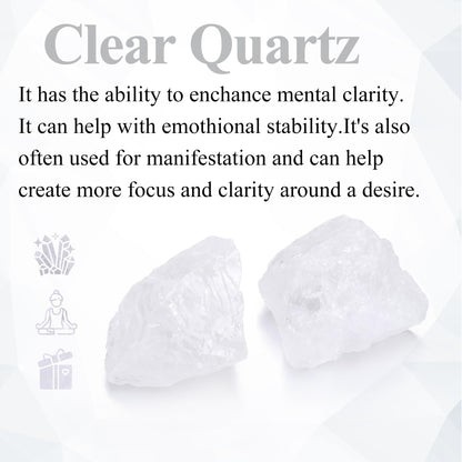 Jovivi 2pcs Raw Clear Quartz Rock Crystals,Large 1.6-2.2" Healing Crystals Natural Rough Stones Crystal for Tumbling, Cabbing, Home Decoration, Polishing, Wicca & Reiki