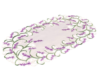 Embroidered Purple Embroidered Lavender Lilac Table Runner 14 X 28 Inch