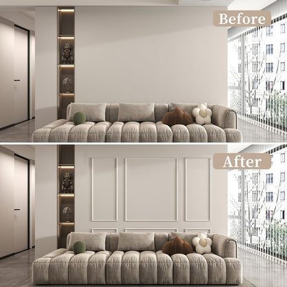 JBER Peel and Stick Wall Molding Kit of 6 pcs, Pre-Cut Wall Molding Ready-to-Assemble Wainscoting Panels, 3D Wall Trim Molding for Interior Wall Décor Living Room Bedroom Accent Wall, 3 Top 3 Bottom