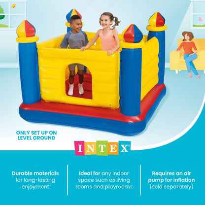 Intex Inflatable Colorful Jump-O-Lene Castle Bounce House, for 2 Kids Ages 3-6 - Large Blow-Up Indoor Outdoor Children's Bouncer Jumper Playhouse