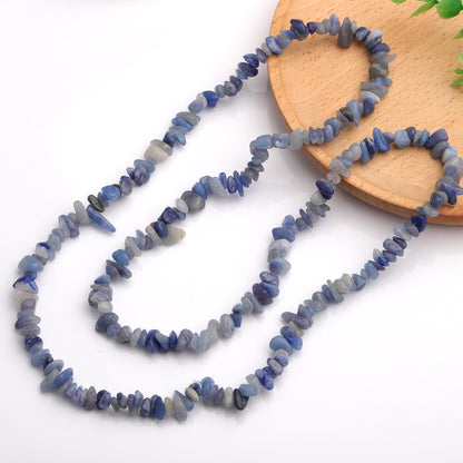 200pcs Natural Irregular Chip Stone Beads 5-8mm pre-drilled 30-inch Strand Semi-Precious Healing Crystal Beads for DIY Jewelry Making Bracelet Chakra Crafts Blue Aventurine