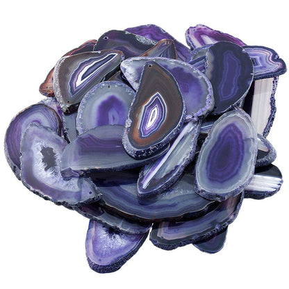 SUNYIK Top Drilled Agate Quartz Slice,Irregular Shapes,Purple,Pack of 10