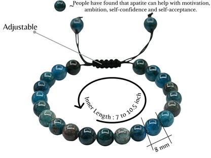 Amazing Gemstone Apatite Bracelet for Women Men's Gifts - Protection Healing Crystal Bracelet - 8mm Gemstone Beaded Adjustable Bracelet Pulseras Para Hombres Mujer Stocking Stuffers