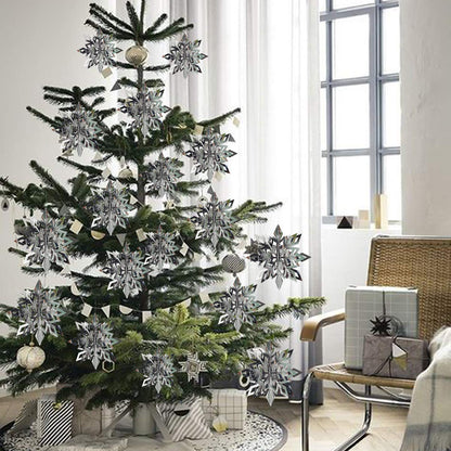 Crafare Christmas 3D Hanging Snowflakes Ornaments 3 Size 18PCS White Silver Snowflakes Hanging Garland for Winter Wonderland Holiday New Year Party Home Decoration