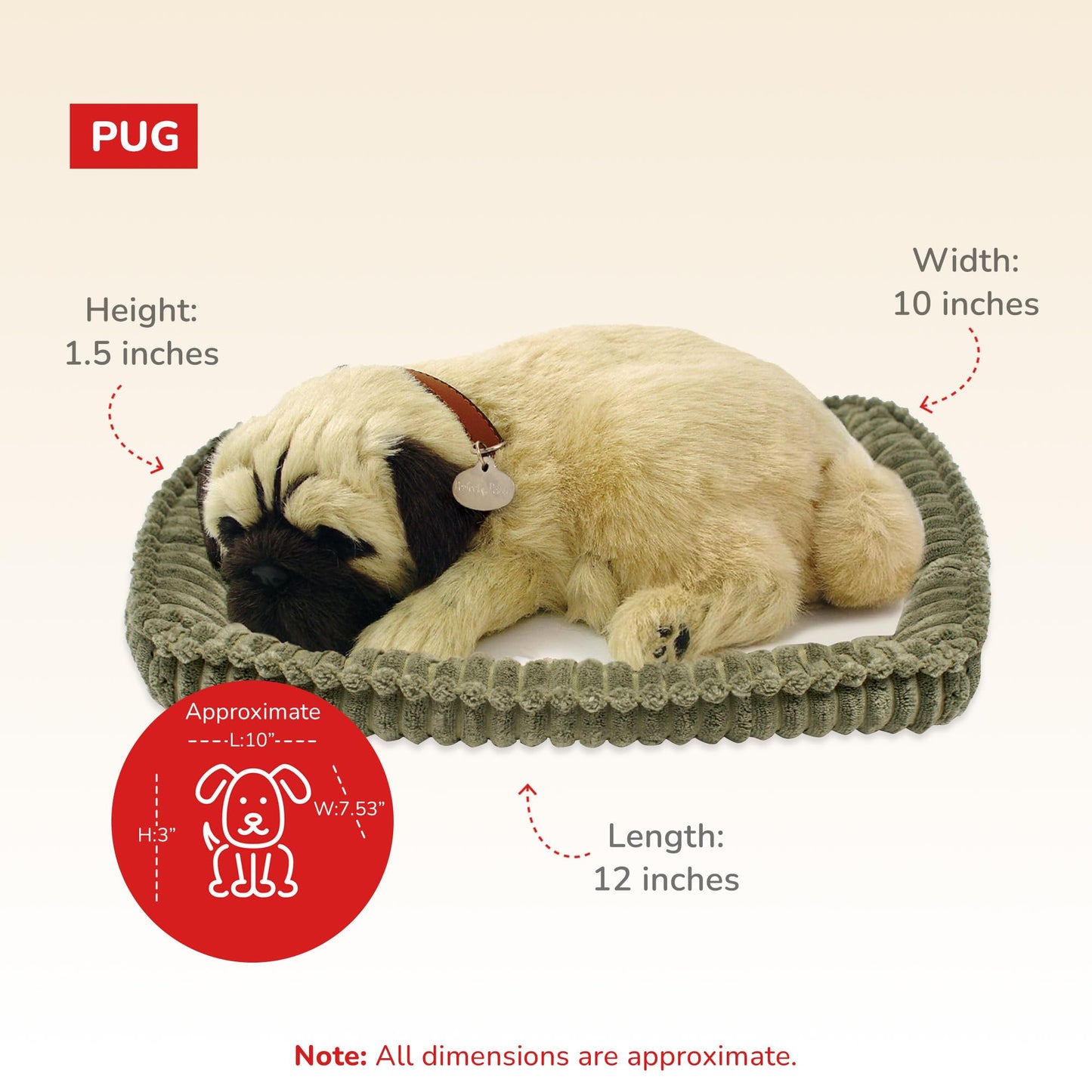 Perfect Petzzz Original Petzzz Huggable Pug Puppy, Realistic, Lifelike Stuffed Interactive Pet Toy, Companion Pet Dog with 100% Handcrafted Synthetic Fur