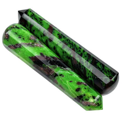Amazing Gemstone Ruby Zoisite Crystal Wand Massage Stick - Pelvic Wand Gua Sha for Adults - Crystals and Healing Stones Massage Wands for Adults Gifts (Pointed)