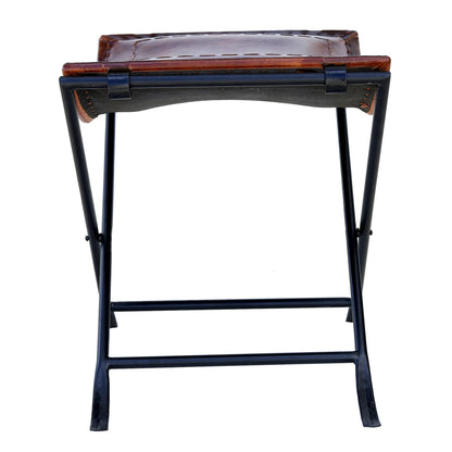 cuero Melton Leather Stool Side Stich Classical Side Stich Stool Bench (Brown)