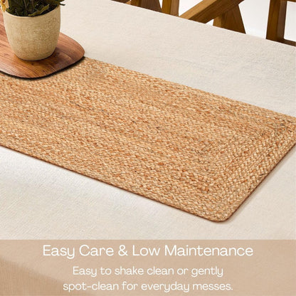 UNIQINNOW Farmhouse Jute Burlap Braided Table Runner 36 inches Long, 13x36 Natural Jute Braided Table Linens, 100% Jute Handcrafted Rustic Vintage Dining Table Runner Natural