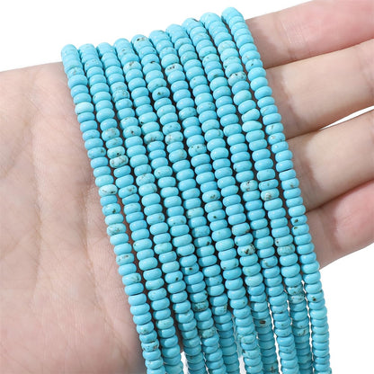 BEADIA Natural Blue Turquoise Disk Stone Beads 4x2mm 160pcs Rondelle Loose Semi Gemstone Beads for Jewelry Making Design