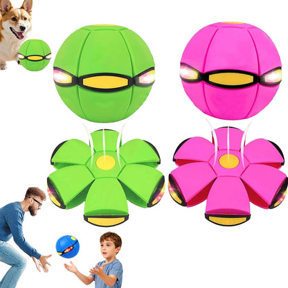 2PCS Magic Bouncing Ball, Magic Meta - Ball, Children's Magic Bouncing Balls, Dual Form Flying Saucer, Parent-Child Interaction with 3 Light Suitable for Indoor & Outdoor Play Green and Blue