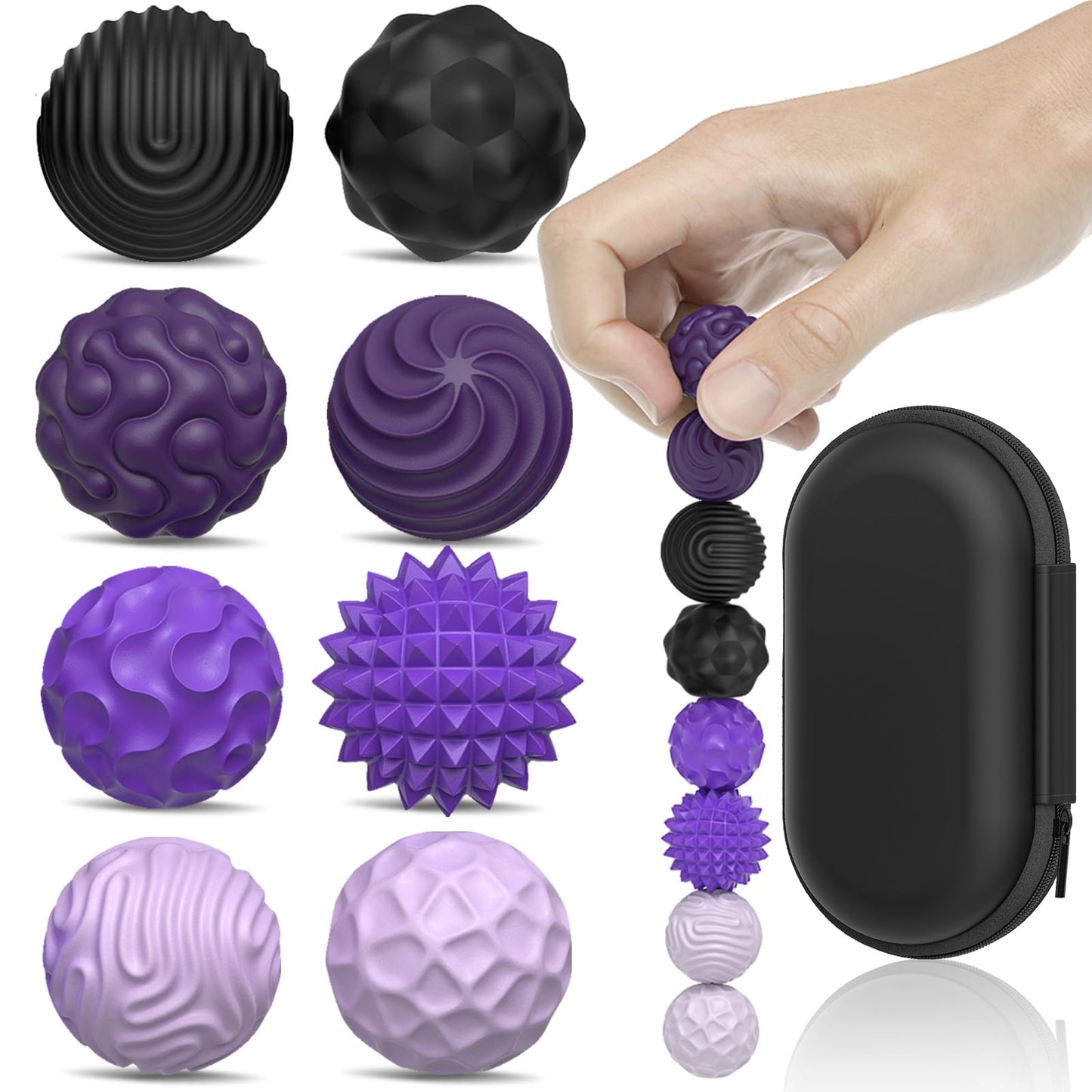 Silicone Magnetic Balls, Fidget Toys for Adults & Teens, 8PCS Stress Balls Sensory Toy, Quiet Magnet Desk Fidgets with Textured, ADHD Anxiety Relief Items, Fun Stocking Suffers Gifts