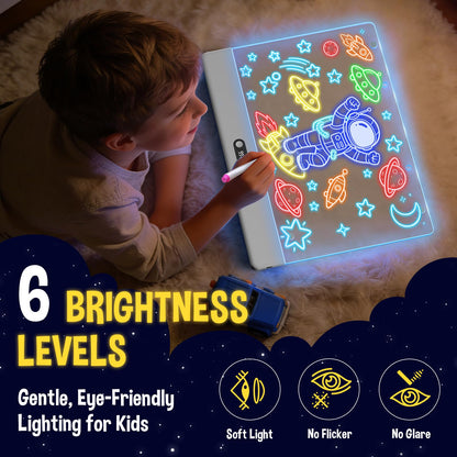 High Grade Led Drawing Board for Kids with 8 Light Effects, 16" Rechargeable Wireless Dry Erase Glow Note Doodle Pad, Acrylic Dry Erase Board with Stand, 2026 Birthday Gifts for Boys & Girls Ages 3–12