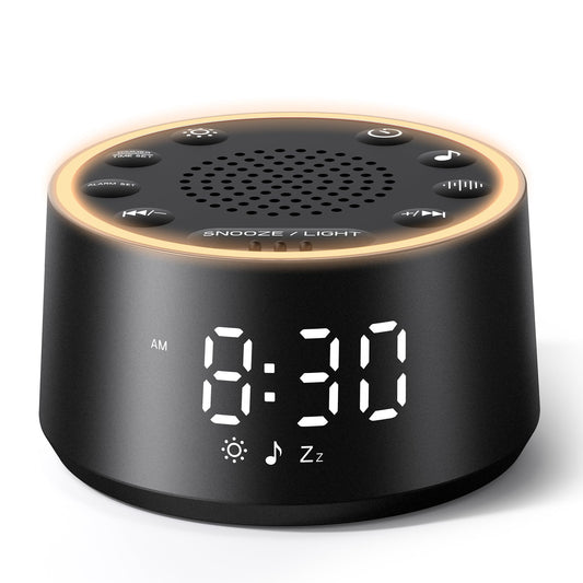 Dreamegg Sound Machine for Sleep - D1 Nova White Noise Sound Machine for Baby Adult with Alarm Clock, Soothing Sounds, Dimmable, White Noise Alarm Clocks for Bedrooms Heavy Sleepers Travel, Black