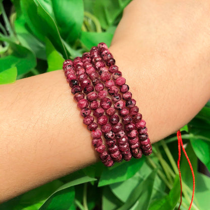2 String 220PCS 3x5mm Natural Purple-Red Color Speckled Beads for Jewelry Making, Songxi Facted Loose Gemstone Beads for DIY Bracelet Necklace Making Supplies with Energy Healing Chakra Power