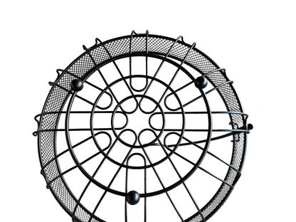 LANDTOM Black Creative Detachable Wire Mesh Side Banana Hook Fruit Basket High-grade Fruit Plate Fruit Basket with Handle Snack Rack Desktop Storage (Black, 28 * 27 * 35)