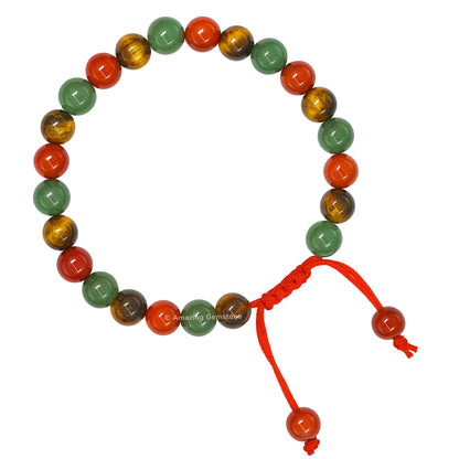 Amazing Gemstone Leo Zodiac Crystal Bracelet - Carnelian Tiger Eye Green Aventurine Birthstone Bracelets Women Men Healing Calming Anxiety Stress Relief Gifts (Adjustable)