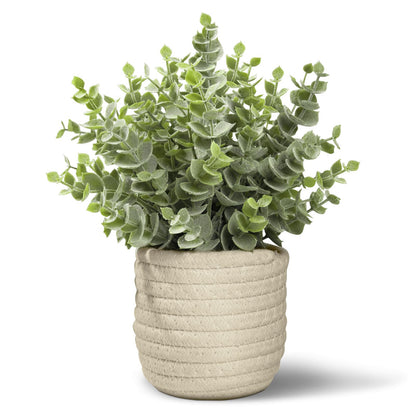 Hopewood Faux Plants, Fake Plants Eucalyptus Potted for Home Office Desk, Artificial Eucalyptus with a Weave Basket for Indoor Greenery Tabletop