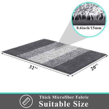 Vaukki Indoor Doormat Entryway Door Mat, Non Slip Absorbent Mud Trapper Mat Inside Floor Mat, Washable Door Carpet for Entryway (20''x32'', Grey)