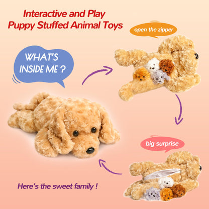 5 Pieces Dog Stuffed Animals for Girls, 1 Mommy Dog with 4 Babies,Puppy Stuffed Animals Gifts for Girls 3 4 5 6 7 8 9 Years, Soft Plush Toys for Kids Christmas, Valentine's, Birthday, Children's Day