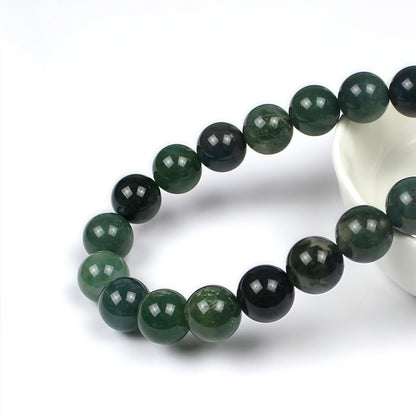MJDCB Natural Moss Agate Round Crystal Energy Stone Beads Healing Power for Jewelry Making (10mm)