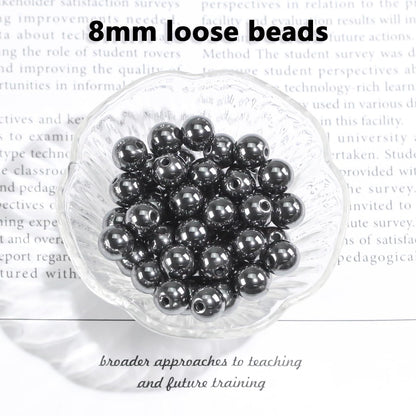 8mm Natural Gemstone Round Hematite Loose Beads for Jewelry Making Bracelets Necklace Earrings Art Craft (45-48pcs/strand)