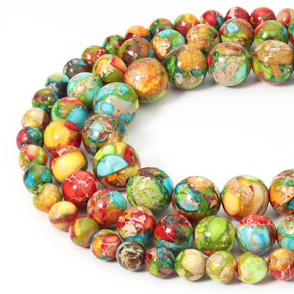 Siomia 60pcs 6mm Natural Mixed Green Imperial Jasper Gemstone Beads Energy Healing Crystal Round Loose Stone Beads for Jewelry Making, DIY Bracelets Necklaces