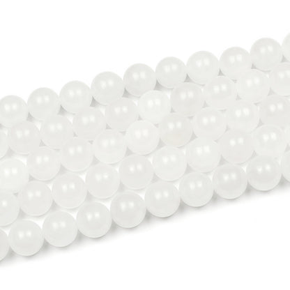 MJDCB Beads for Energy Bracelets Yoga Bracelet DIY Bracelet Natural Stone Beads White Jade 38 Pieces, 10mm