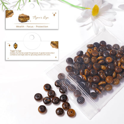 Raicegs 100pcs 5×8mm Rondelle Tiger’s Eye Beads Natural Gemstone Beads Abacus Disk Stone Loose Beads for Jewelry Making DIY Bracelets Necklace