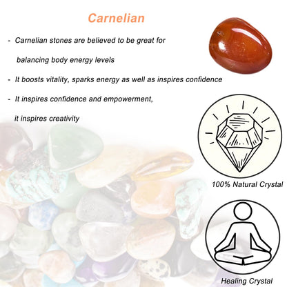 Erliway Carnelian Healing Crystal Stones, 1.25-2.0" Large Reiki Healing Gemstones Natural Tumbled Polished Stones for Energy Witchcraft Therapy Meditation