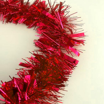 Psoeksdo 33Ft Christmas Tinsel Garland Xmas Tree Decorations Shiny Thick Red Metallic Twist Garland Ceiling Hanging Decor for Xmas New Year Birthday Party Indoor Outdoor Supplies-Red