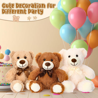 Zhanmai 3 Pcs Bear Stuffed Animals Bulk 13.5 Inch Plush Bear Toy Gifts Soft Cute Plushies for Wedding Engagement Birthday Baby Shower Party Favor(Classic Color)