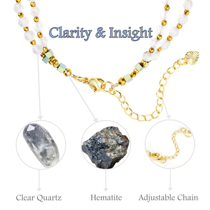 Farfume Clear Quartz - Insight - Crystal Beaded Bracelets, Chakra 4mm Natural Stone Beads Bracelets, Gemstone Spiritual Jewelry Gifts for Mother's Day