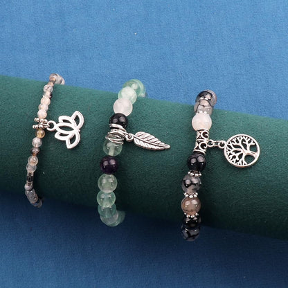 UEUC Tree of Life Yoga Healing Stone Bracelets,Multilayer Lotus Chakra Stone Reiki Bracelet Sets,Anxiety Crystal Natural Stone,for Women Stress Relief(#153)