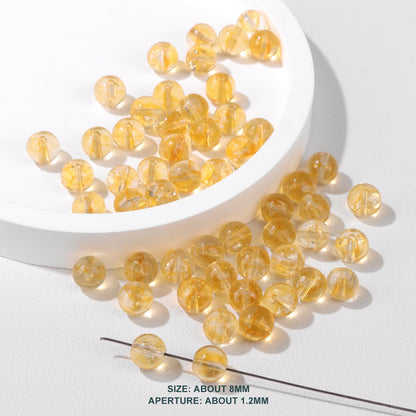 Risyfjew 100PCS 8mm Natural Citrine Beads Gemstone Round Loose Beads for Jewelry Making Chakra Crystal Stone Beads for Bracelets Necklace Earrings Making Supplies (100pcs/Strand)