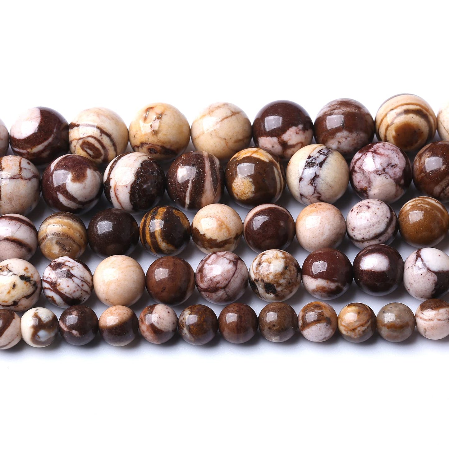 10mm 38pcs Natural Stone Beads Australia Zebra Gemstone Round Loose Beads for Jewelry Making DIY Bracelet Crystal Energy Healing Power Stone (10mm, Australian Zebra Jasper)