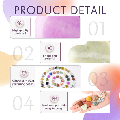 Nuenen 72 Pcs Natural Heart Shaped Crystal Stone 1 Inch Worry Stone Bulk Heart Palm Pocket Healing Carved Love Mini Gemstone Decor for Valentines Witchcraft Meditation