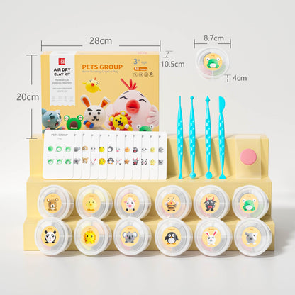 Air Dry Clay Kit - Modeling Clay for Kids mit Sculpting Tools und Tutorial, Ultra Light & Soft, Safe & Non-Toxic, DIY Model Magic Clay 12 Cans 48 Colors, Creative Art Crafts Toys Gifts for Girls Boys