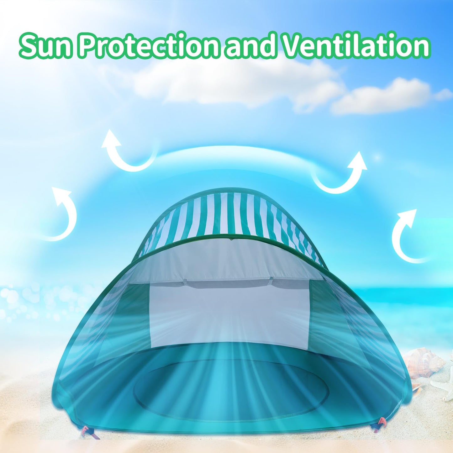 Baby Beach Tent, Sun Protection Portable Baby Travel Tent, Summer Beach Baby Sun Shelters for Boys or Girls (Aqua Green)