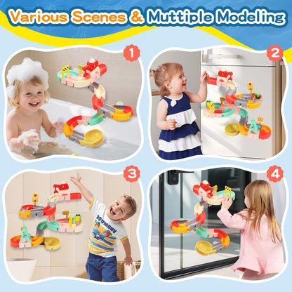 Kids Bath Toys for Kids Ages 4-8 3-5 with Magnetic Car Bath Toys Mold Free & DIY Slides Tracks Bathtub Shower Toys Birthday Gifts for Toddlers 2-4 5 6 7 8 Year Old Boys Girls (47 PCS)