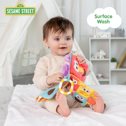 Kids Preferred Sesame Street Soft Book Featuring Your Favorite Characters with Sensory Materials and Multiple Tabs to Keep Baby Engaged – 11 Inches – Surface Washable